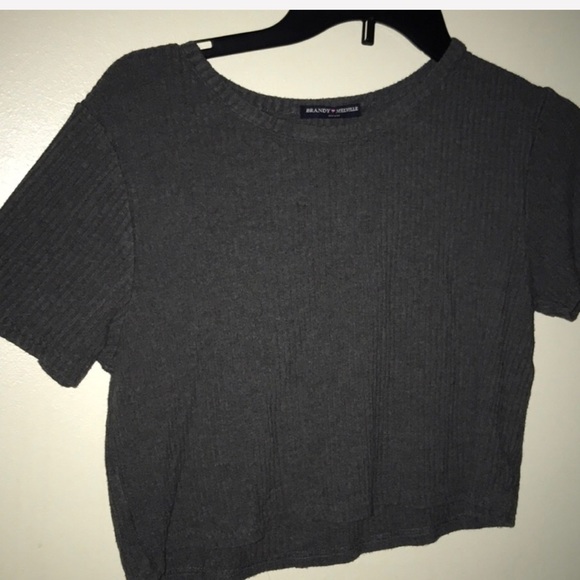 Brandy Melville Gray Ribbed Crop Top - Picture 2 of 5